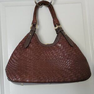 COLE HAAN Genevieve Woven Triangle Leather Tote/Shoulder Bag
